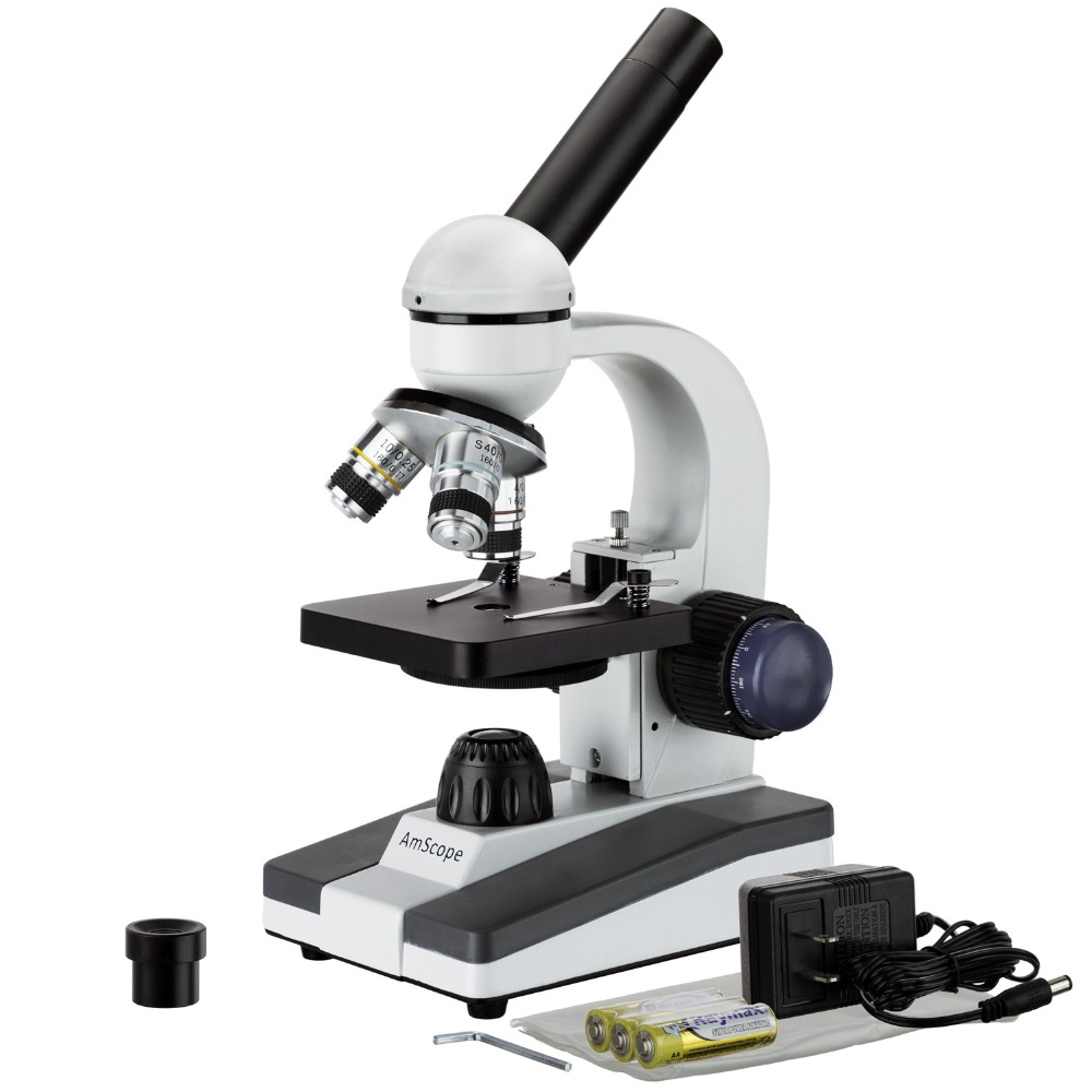 Microscope Compound 40X - AmScope M150シリーズ ポータブルLED単眼学生用複合顕微鏡 40倍～1000倍