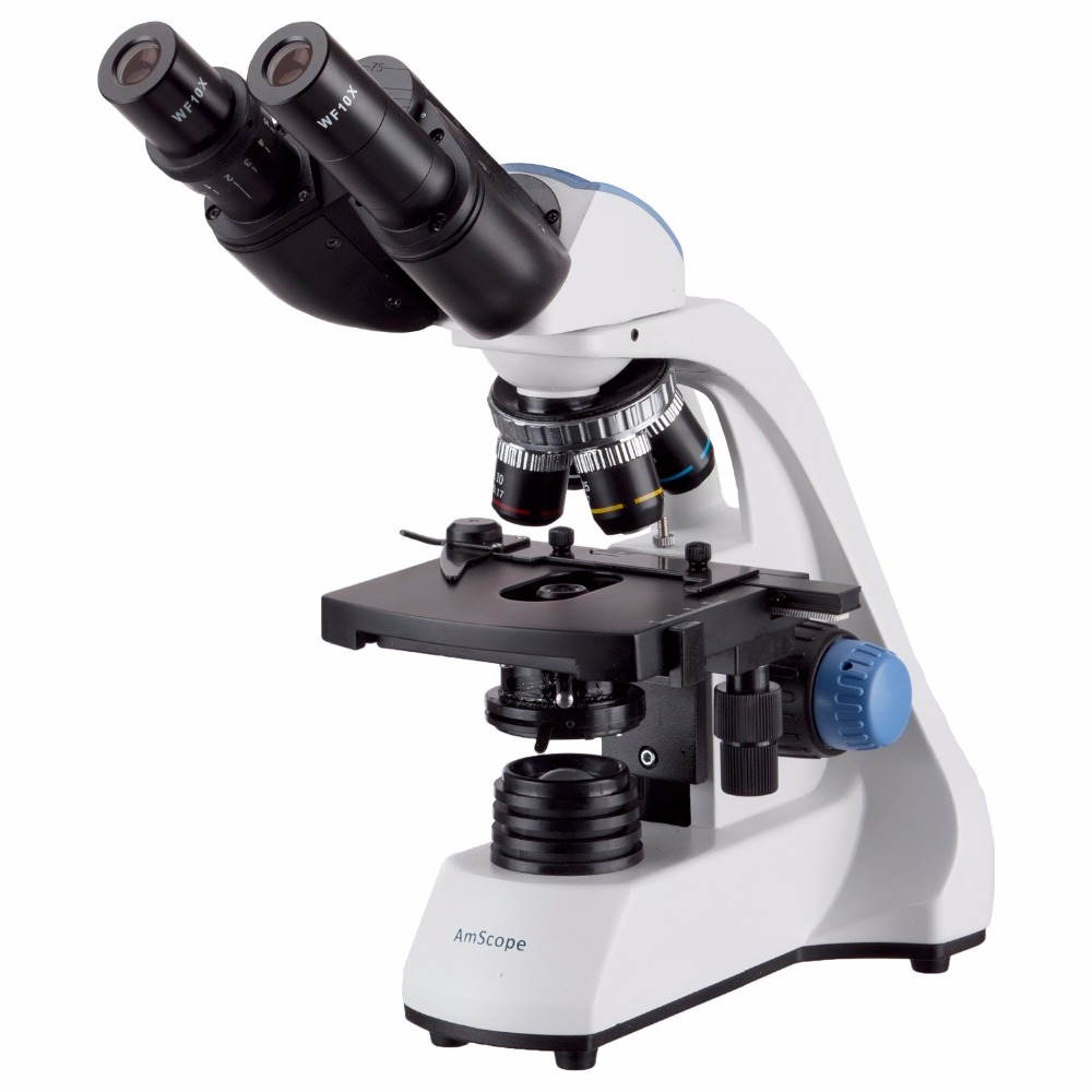 Microscope Compound 40X - Amスコープ-LED双眼複合顕微鏡、3D 2層メカニカルステージ、40x-2000x