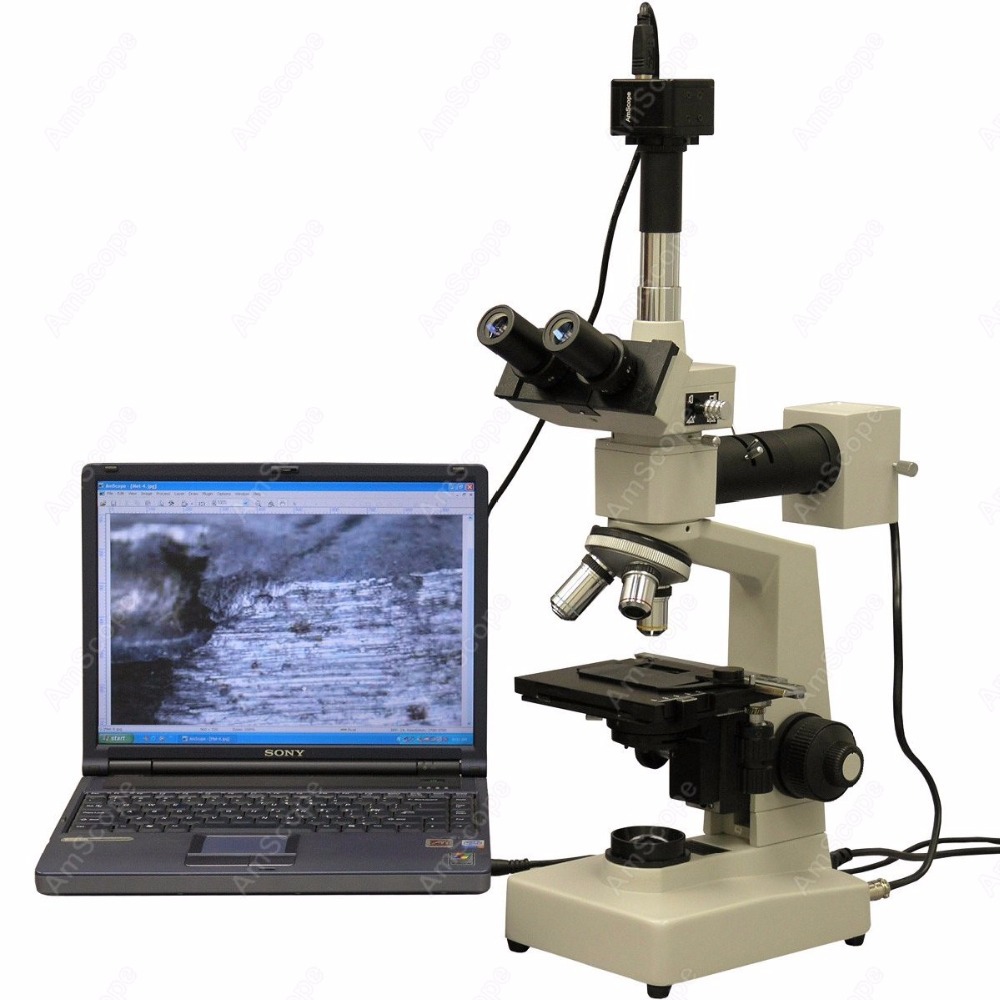 Microscope Compound 40X - AmScope 金属三眼複合顕微鏡 40X-1600X 9MP USB 2.0