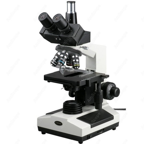 Microscope Compound 40X - AmScope T390シリーズ生物用三眼複合顕微鏡 40倍-1600倍+ 20Wハロゲン、3Dメカニカルステージ