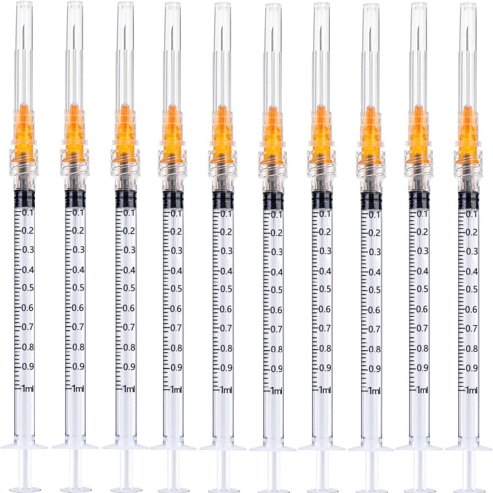 Science And Invention - 20パック 1ml/cc 使い捨てプラスチック滅菌注射器 25Gaキャップ付き、科学実験室、工業用接着剤用、個別パッケージ