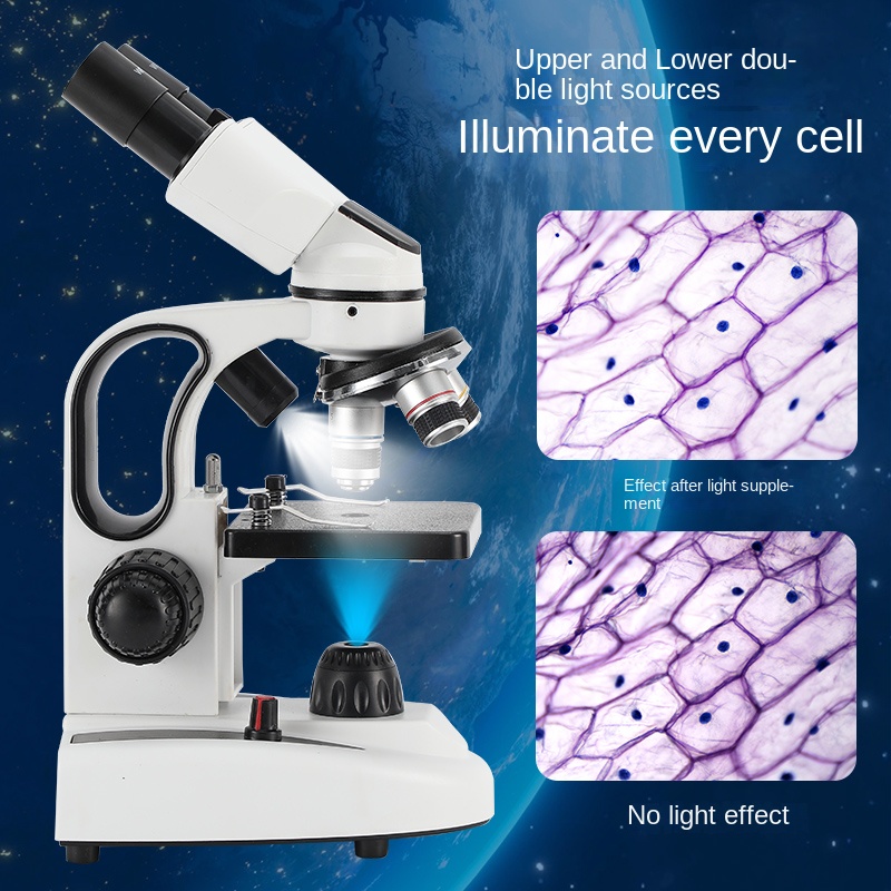 40倍から1000倍の倍率を持つ複合双眼顕微鏡、デュアルLE - Microscope Compound 40X のレビューと価格