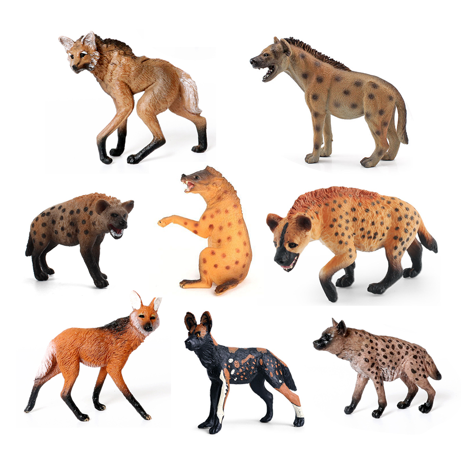 リアルなプラスチック野生動物ハイエナ、たてがみオオカミ、アフ - Science Toys Diy のレビューと価格